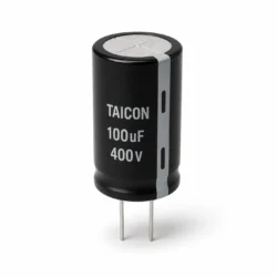 خازن الکترولیتی TAICON ظرفیت 100uF ولتاژ 400V ابعاد 16×32 میلی‌متر
