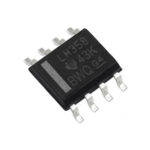 نمای کامل آی‌سی تقویت‌کننده عملیاتی دوکاناله Texas Instruments مدل LM358DR پکیج SOIC-8