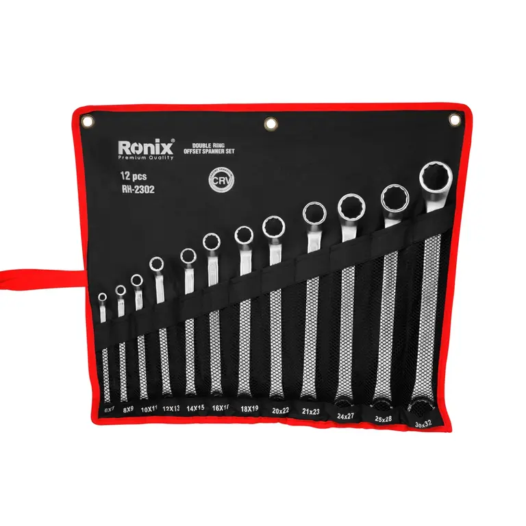 مجموعه آچار دو سر رینگ زاویه دار 12 عددی کروم وانادیوم رونیکس مدل RONIX RH-2302 مجموعه آچار دو سر رینگ زاویه دار 12 عددی کروم وانادیوم رونیکس مدل RONIX RH-2302